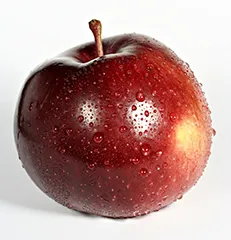 Photo of freshly washed red apple